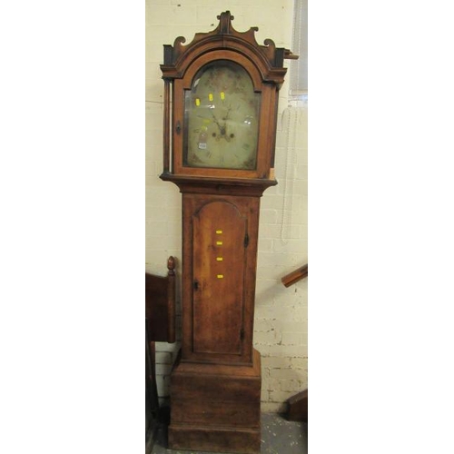 1143 - LONG CASE  CLOCK WITH PAINTED FACE