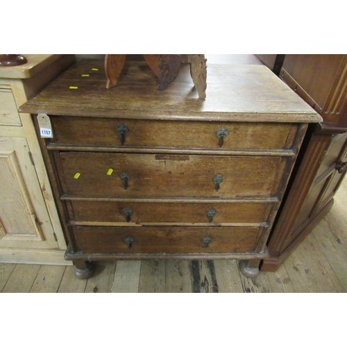 1157 - OAK CHEST OF DRAWERS