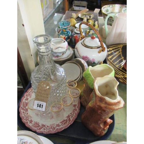 141 - TRAY OF CERAMICS AND GLASS ETC