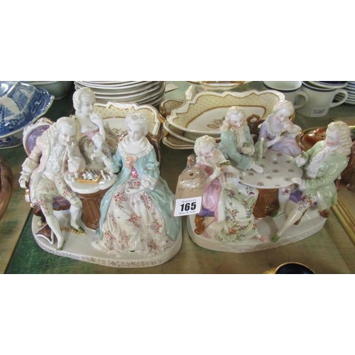 165 - PAIR OF CONTINENTAL PORCELAIN FIGURE GROUPS