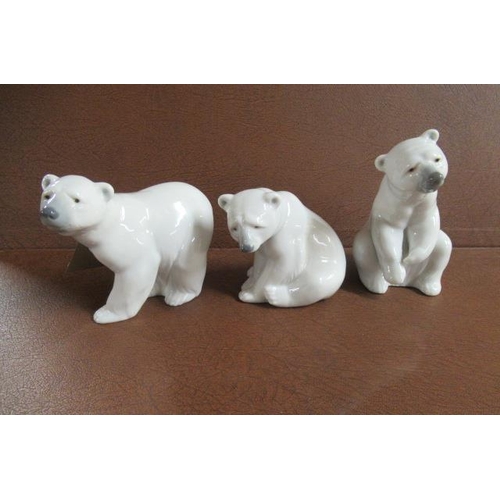 409 - THREE LLADRO POLAR BEARS