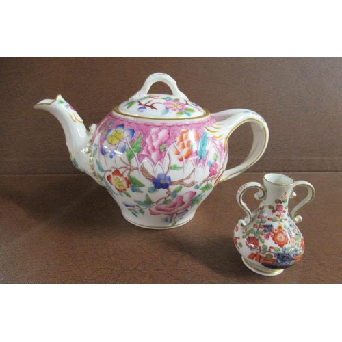 411 - MINTON TEAPOT AND MINIATURE MEISSEN VASE