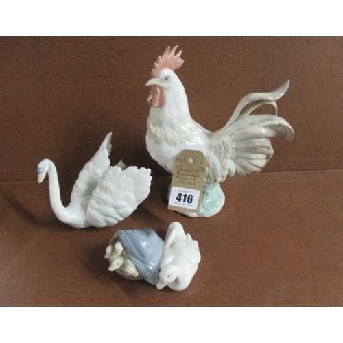 416 - LLADRO ROOSTER   SWAN AND DUCKS