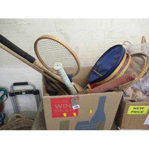 736 - BOX OF SPORTS EQUIPMENT