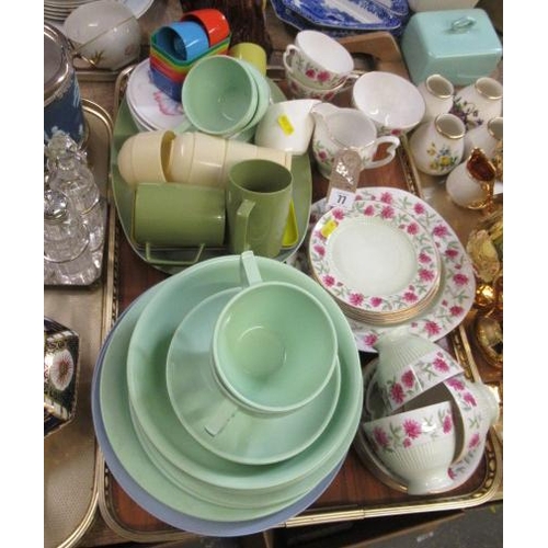 77 - QUANTITY OF MELAMINE AND COLCLOUGH TABLEWARE ETC