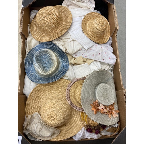 25 - A quantity of dolls clothes and hats, including antique and quality pieces, as well as lace