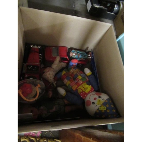 106 - BOX OF DOLLS AND TOY CARS