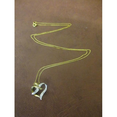 204 - 9CT GOLD HEART PENDANT ON GOLD CHAIN