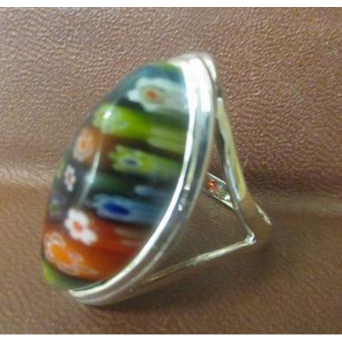 216 - SILVER MILLEFIORI RING