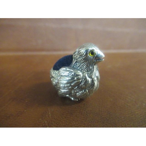 262 - SILVER CHICK PIN CUSHION