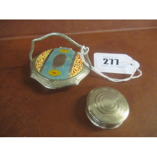 277 - TWO WHITE METAL MIRRORED COMPACTS