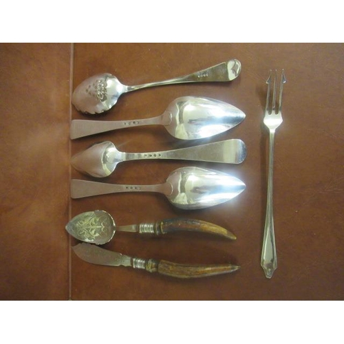 282 - THREE LATE 19TH CENTURY DUTCH SILVER TABLESPOONS ETC