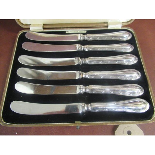 289 - CASED SILVER HANDLED KNIVES