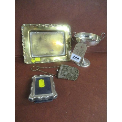 299 - SMALL SILVER TROPHY  SILVER PHOTO FRAME  ETC