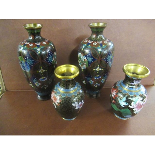 385 - TWO PAIRS OF CLOISONNE VASES