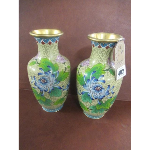 402 - PAIR OF CLOISONNE VASES