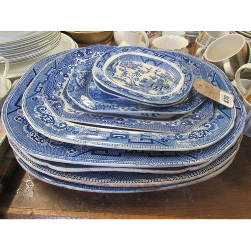 470 - STACK OF WILLOW PATTERN AND OTHER MEAT PLATES