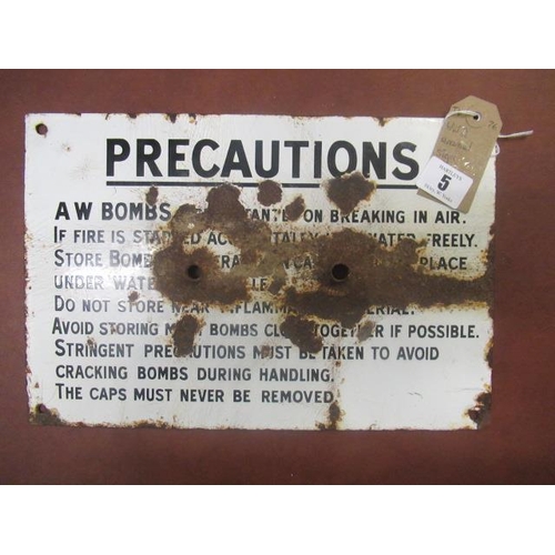 5 - WW II  ENAMELLED SIGN