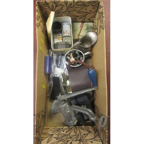 53 - BOX OF MISCELLANEOUS INCLUDING COLLECTORS SPOONS ETC