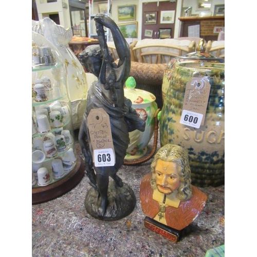 603 - SPELTER FIGURE AND ANOTHER