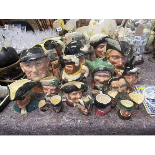 606 - LARGE COLLECTION OF TOBY AND CHARACTER JUGS