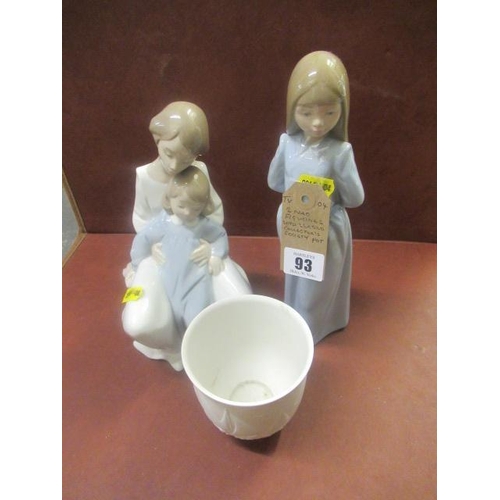 93 - TWO NAO FIGURES WITH LLADRO COLLECTORS SOCIETY POT