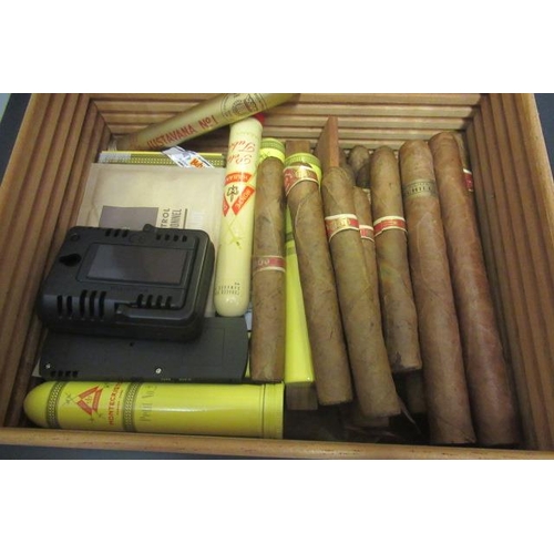 122 - A large black adorini humidor with two keys, ROHS hygrometer and Boveda 75, containing 29 Cuban ciga... 