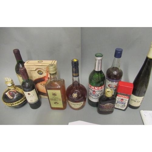 14 - 2 boxes of mixed alcohol, including Courvoisier VS cognac, Orochata 43, Amaretto, Navy Rum and other... 