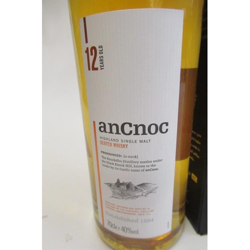 171 - Three bottles of whisky, comprising 12yr old Ancnoc highland single malt, one bottle 10yr old Aberlo... 