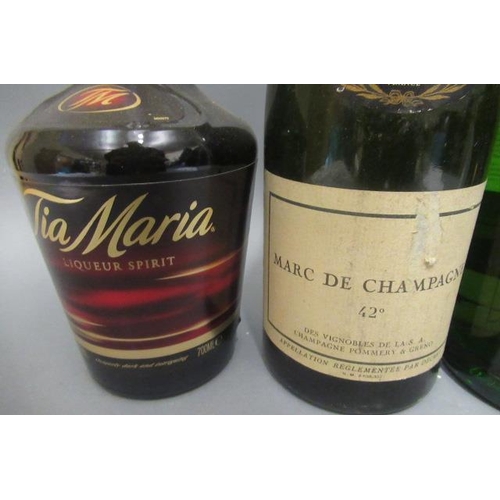 2 - 1litre 12yr old Chivas Regal, together with 1litre Croft original sherry, 1 bottle Tia Maria and 1 b... 