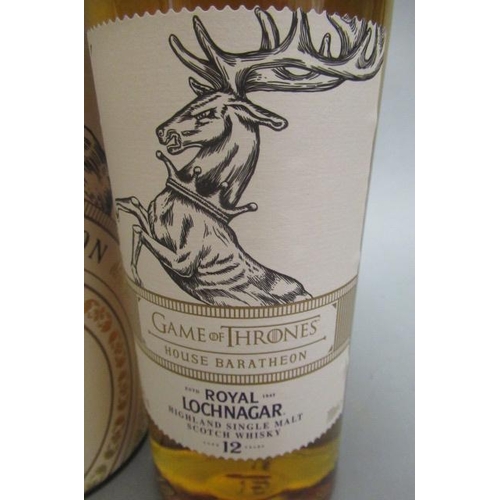 219 - One bottle Lochnagar 12 year old Game of Thrones limited edition for House Baratheon, boxed