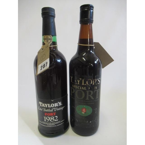 287 - Two bottles of Taylors port, comprising 1982 LBV and Special Ruby port