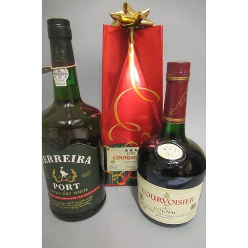 29 - 1 bottle Courvoisier luxe cognac, in presentation box, together with 1 litre Ferreira extra dry whit... 