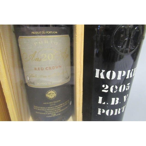 295 - Three boxed bottles of port, comprising 20yr Red Crown Kings Port, 1998 Grahams Quinta do Malvedos, ... 