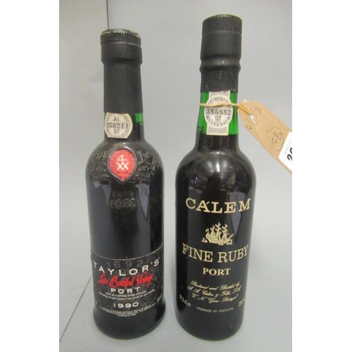 299 - Two half bottles of port, comprising 1990 Taylors LBV and Calem Fine Ruby port