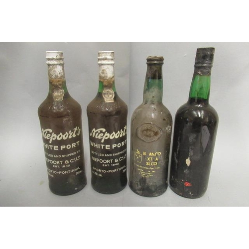 308 - Four bottles of fortified wine, comprising 2 bottles Nieport's white port, 1 bottle Quinta do Noval ... 