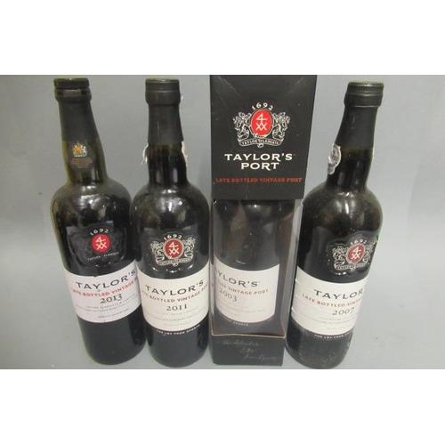 317 - Four bottles of Taylor's LBV port, comprising 1 boxed 2003, 1 2013, 1 2007 and 1 2011