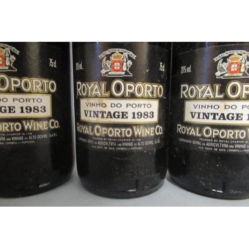 319 - Three bottles 1983 Royal Oporto vintage port, OWC