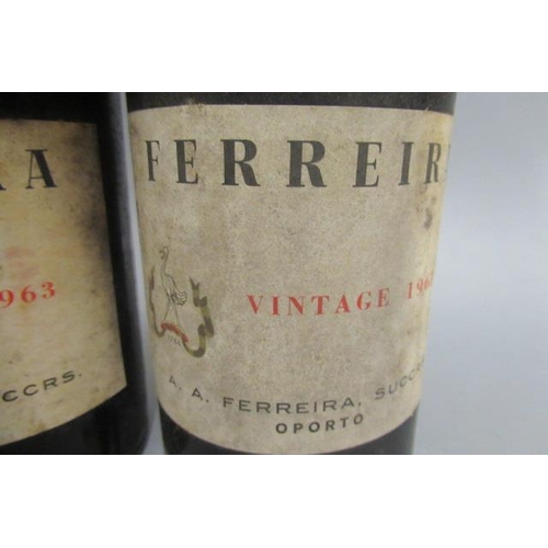 328 - Two bottles 1963 Ferreira vintage port