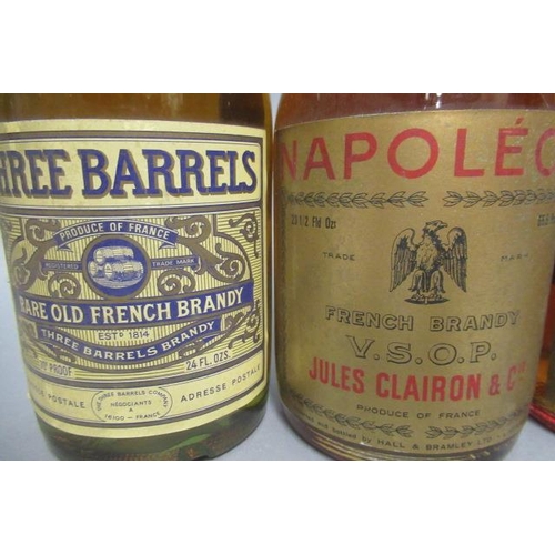 33 - 3 bottles of Brandy, comprising 2 bottles Napoleon VSOP Jules Clairon & Co. and 1 bottle Three Barre... 