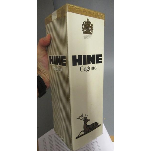 38 - 1 litre Hine De Luxe cognac, boxed