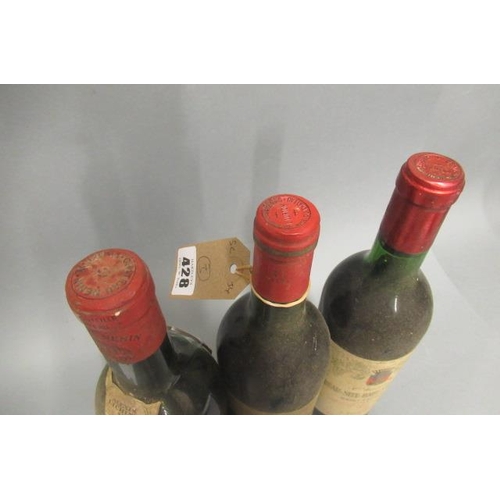 428 - 3 bottles of Bordeaux, comprising 1 1975 Ch. Brane-Cantenac margaux, 1 1970 Ch. Beau-Site-Haut-Vigno... 