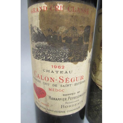 441 - 3 bottles of 1960s Bordeaux, comprising 1 1962 Ch. Calon-Segur, premier cru de Saint-Estephe, 1 1962... 