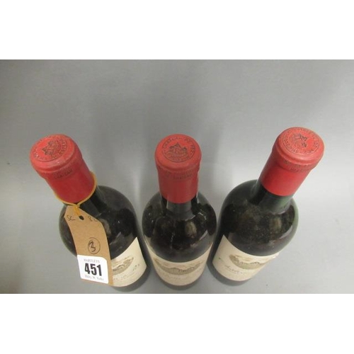 451 - 3 bottles Chateau de Pez, 1962, Saint-Estephe, grand vin