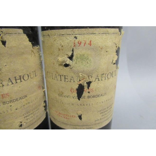 452 - 4 bottles of vintage French red, comprising 2 1974 Ch. Rahoul, Graves, 1 1957 Brane-Cantenac, Margau... 