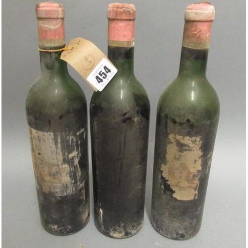 454 - 3 bottles Vieux Chateau Certan, 1964(?), grand cru classe