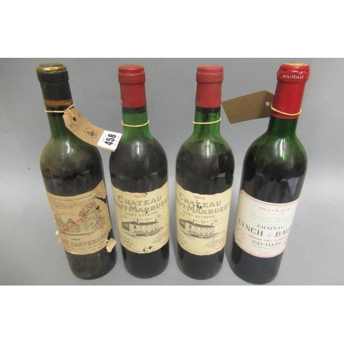 458 - 4 bottles of vintage Bordeaux, comprising 1 1964 Chateau Cantemerle, grand cru classe, and 2 1976 Ch... 