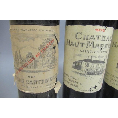 458 - 4 bottles of vintage Bordeaux, comprising 1 1964 Chateau Cantemerle, grand cru classe, and 2 1976 Ch... 