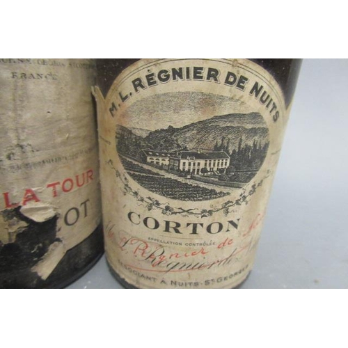 559 - 2 bottles Chateau de Latour, 1959, Nuits Saint Georges, together with 1 Corton, 1959, Regnier