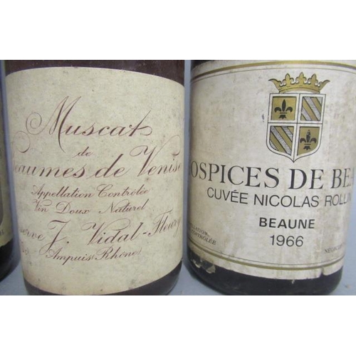 561 - 1 bottle vintage Muscat de Beaumes de Venise, 1 bottle 1966 Hospices de Beaune (cork dropping), and ... 